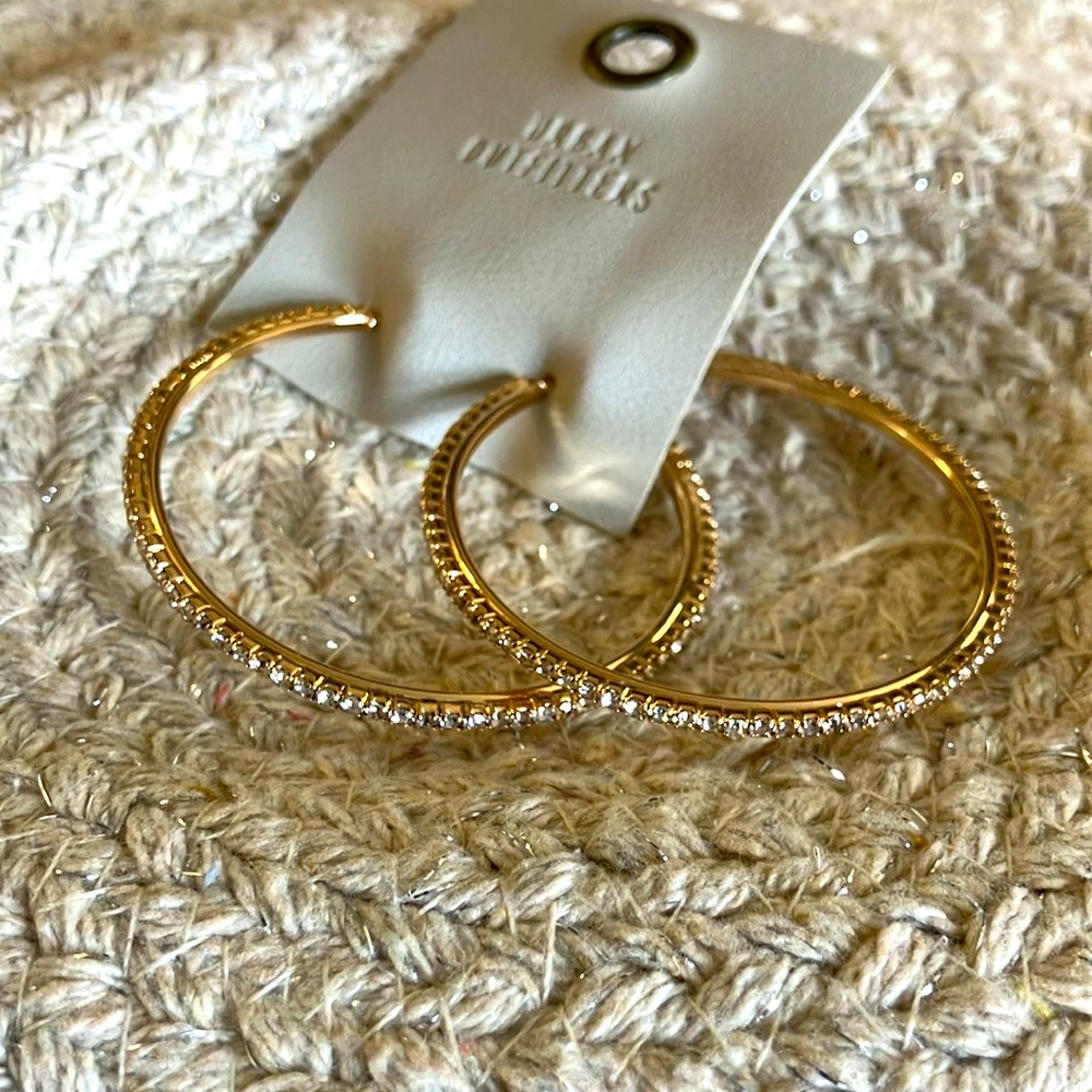 New Super Cute Urban Outfitters Oversized Rhinestone Hoop Earrings